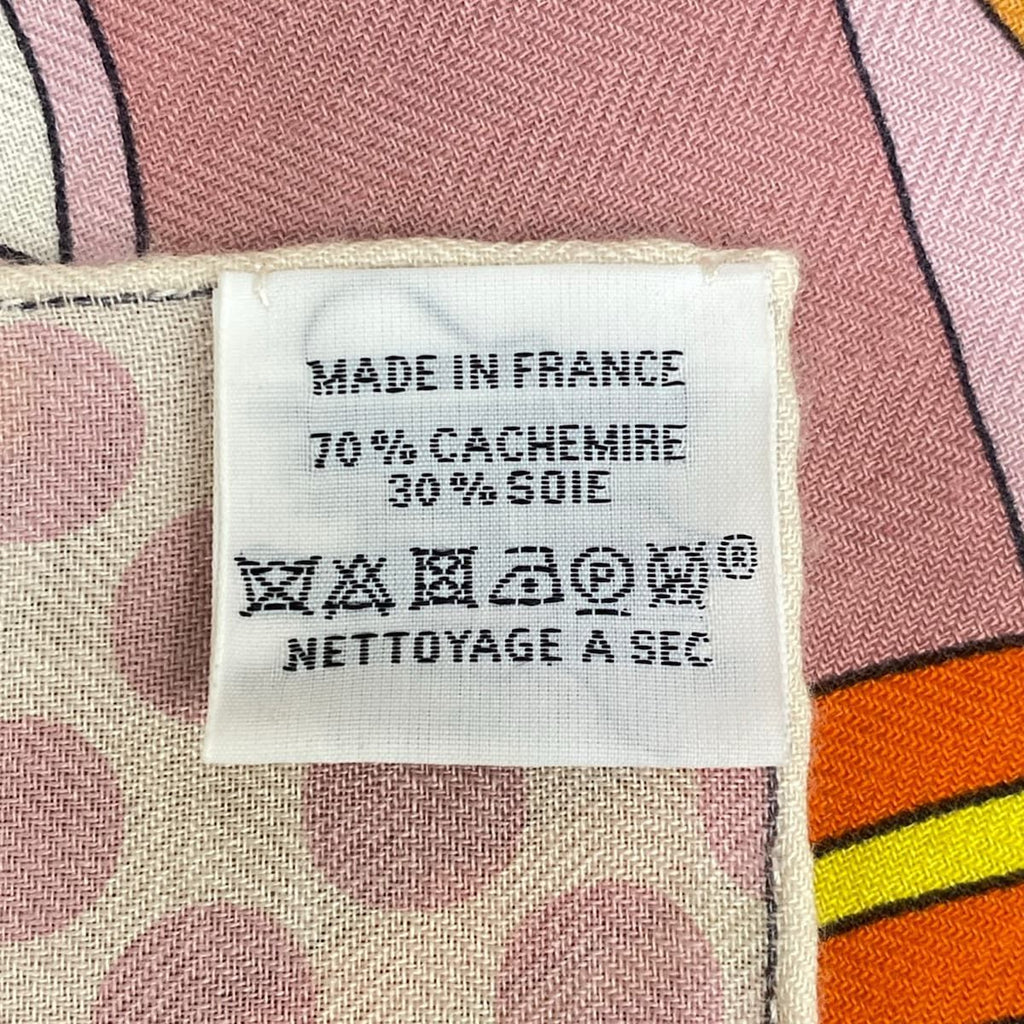 Hermes Shawl Carre 140 Rose Joanneviv Etoupe Faubourg Rainbow Cashmere Silk — view 3