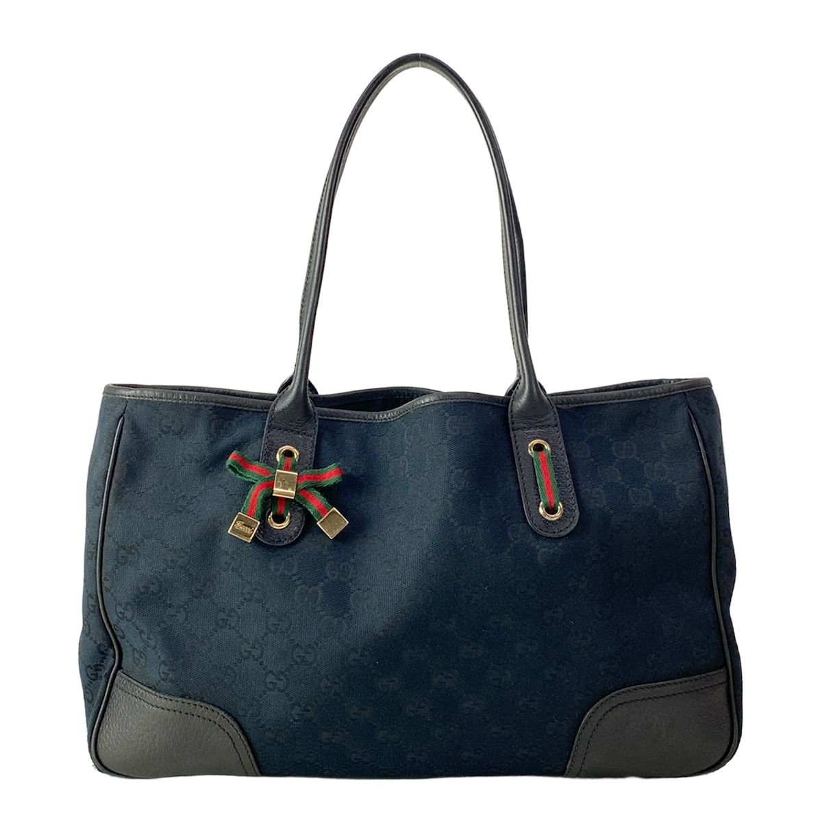 Gucci Tote Prince GG Pattern Sherry Black Green Red Leather