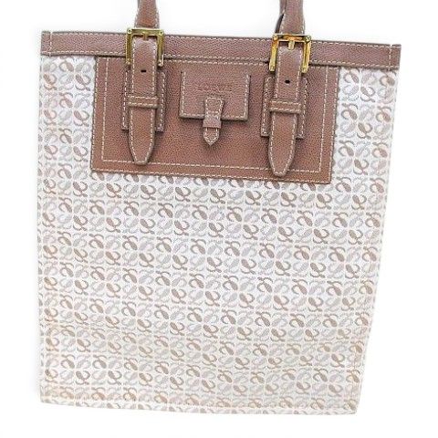 Loewe Repeat Anagram Tote Beige Canvas Leather — view 2