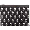Saint Laurent Paris Skull Canvas Leather Black Clutch