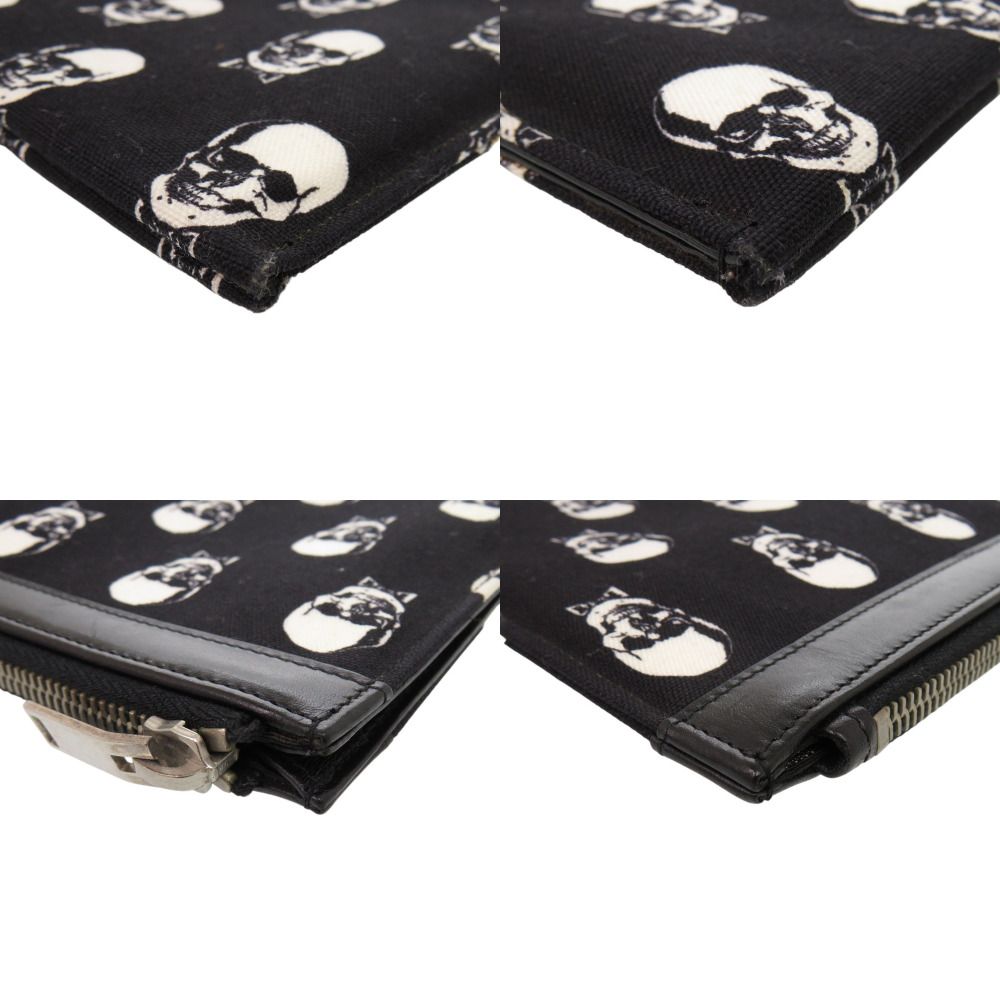 Saint Laurent Paris Skull Canvas Leather Black Clutch — view 4