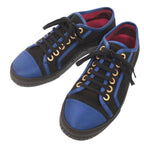 Chanel CC Logo 37.5 Satin Rubber Black Blue Sneakers