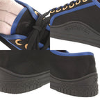 Chanel CC Logo 37.5 Satin Rubber Black Blue Sneakers — view 9