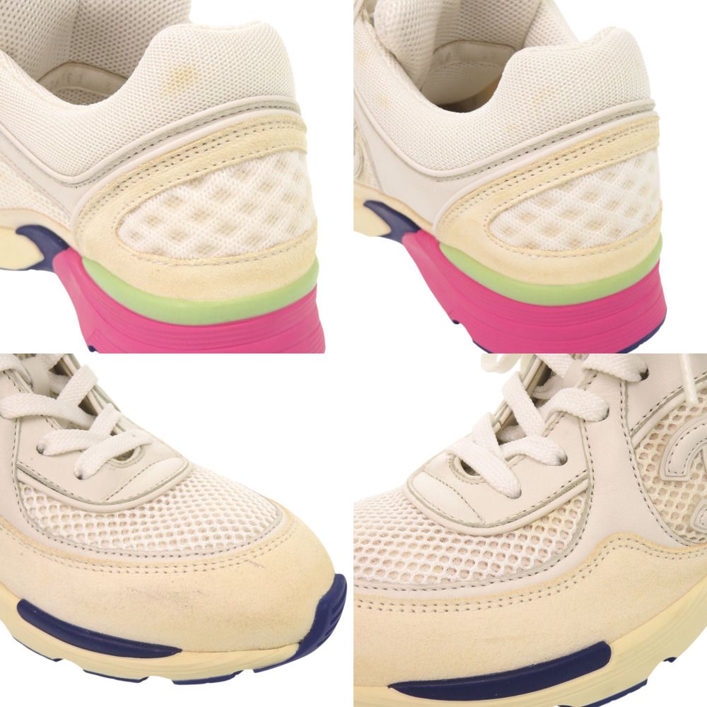 Chanel CC Logo 37 Leather Suede Mesh White Multicolor Sneakers — view 8