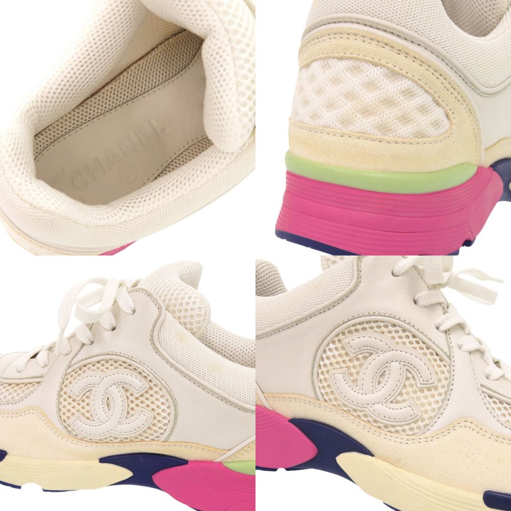 Chanel CC Logo 37 Leather Suede Mesh White Multicolor Sneakers — view 7