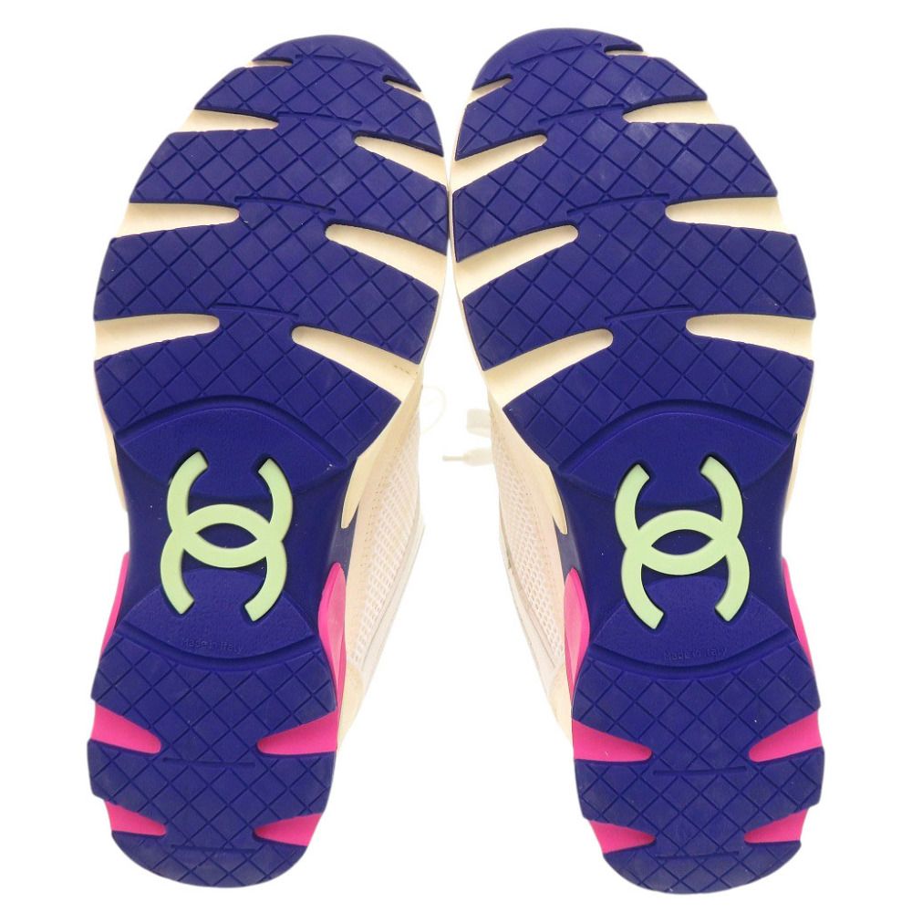 Chanel CC Logo 37 Leather Suede Mesh White Multicolor Sneakers — view 5