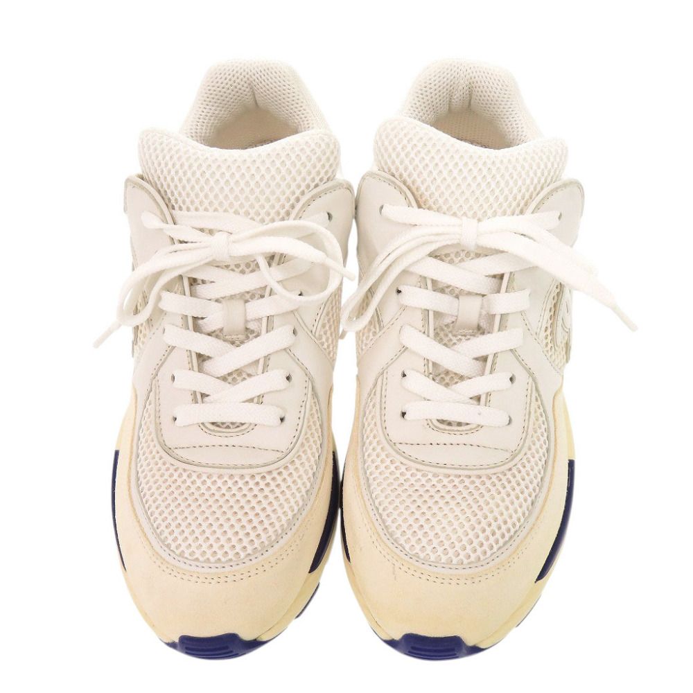 Chanel CC Logo 37 Leather Suede Mesh White Multicolor Sneakers — view 3