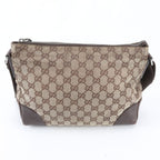 Gucci GG Canvas Leather Shoulder Bag Crossbody Messenger Brown — view 3