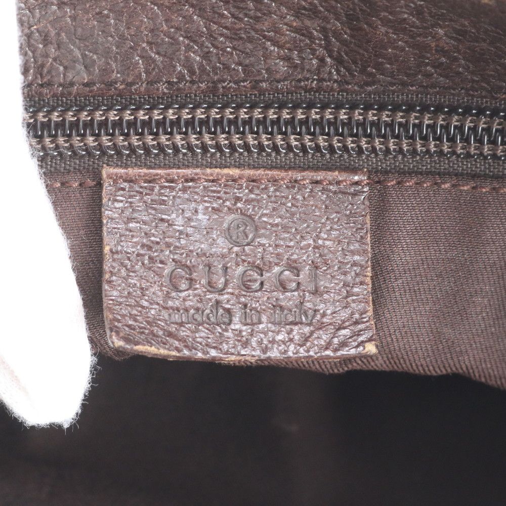Gucci GG Canvas Leather Shoulder Bag Crossbody Messenger Brown — view 8