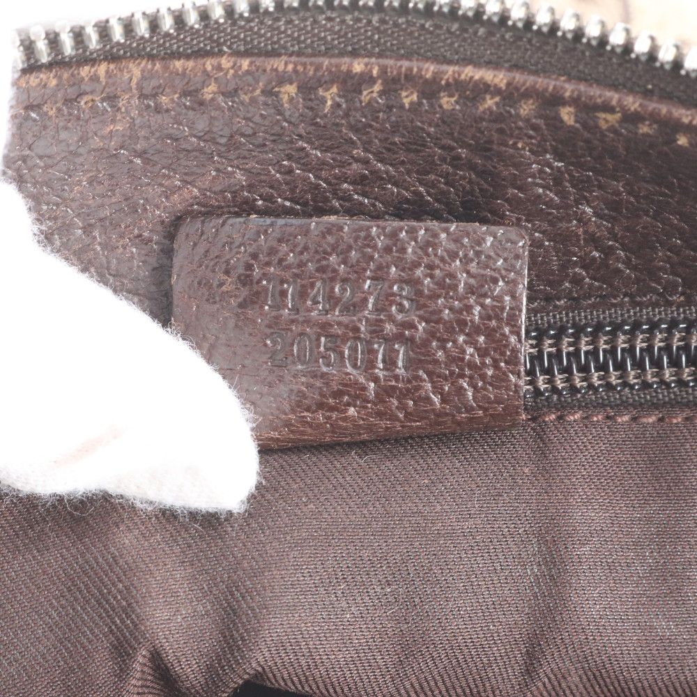Gucci GG Canvas Leather Shoulder Bag Crossbody Messenger Brown — view 9