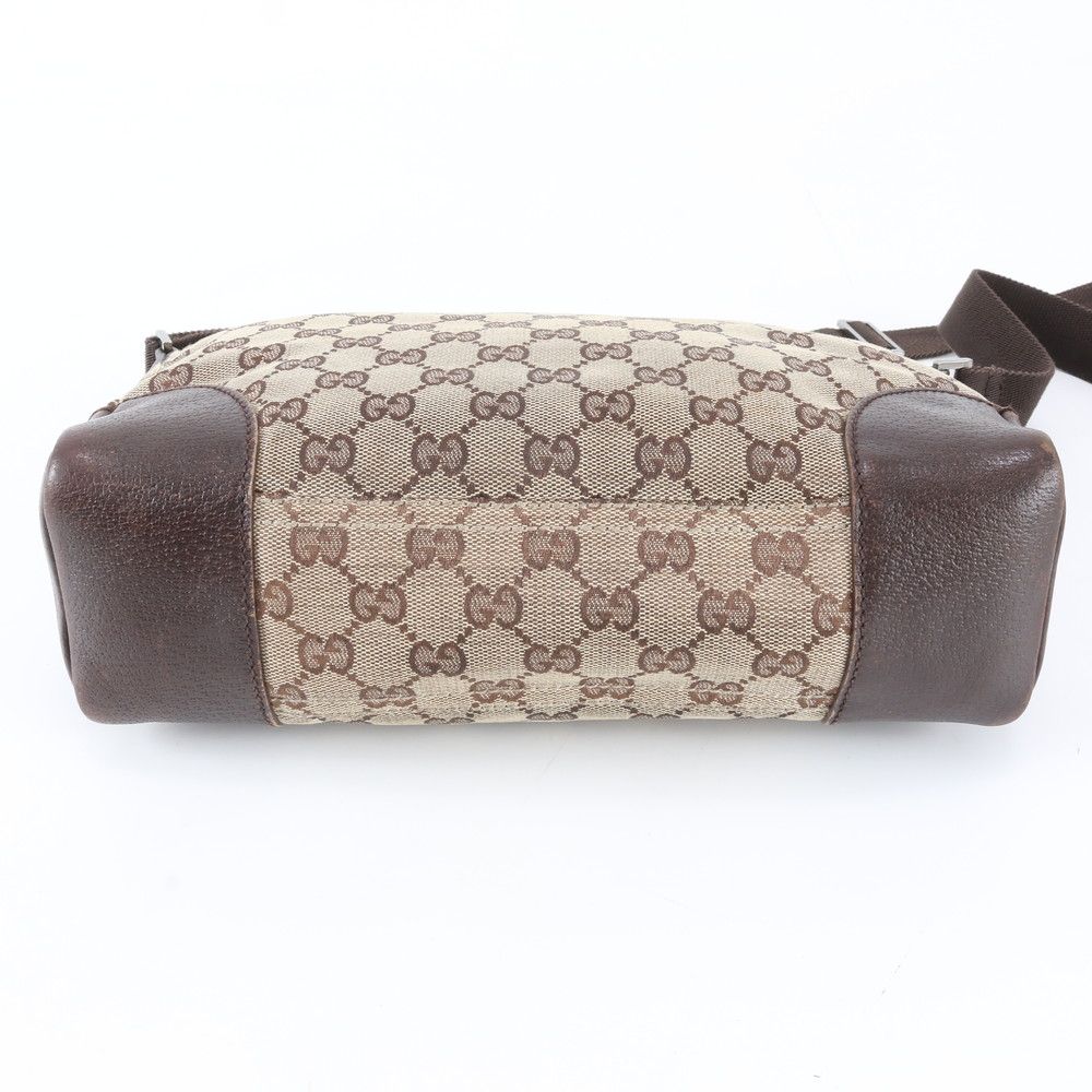 Gucci GG Canvas Leather Shoulder Bag Crossbody Messenger Brown — view 5