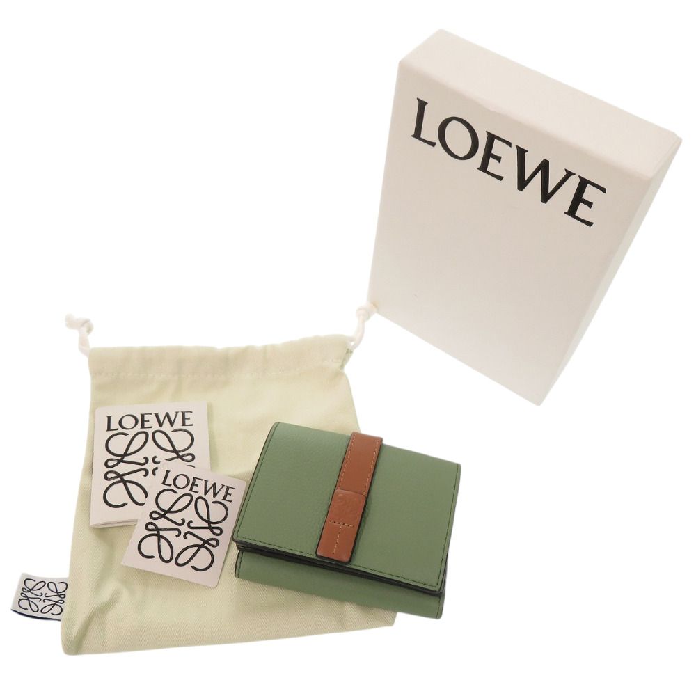 Loewe Anagram Small Wallet Calf Green Trifold — view 2