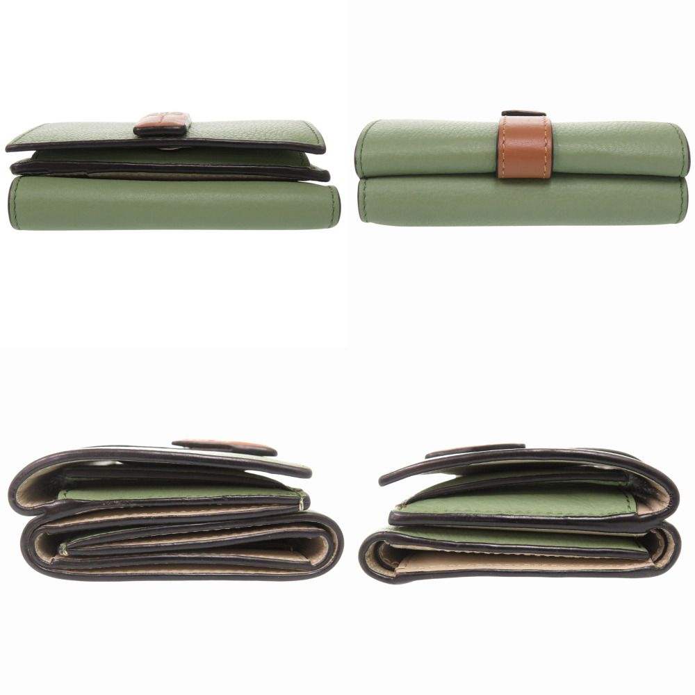 Loewe Anagram Small Wallet Calf Green Trifold — view 5
