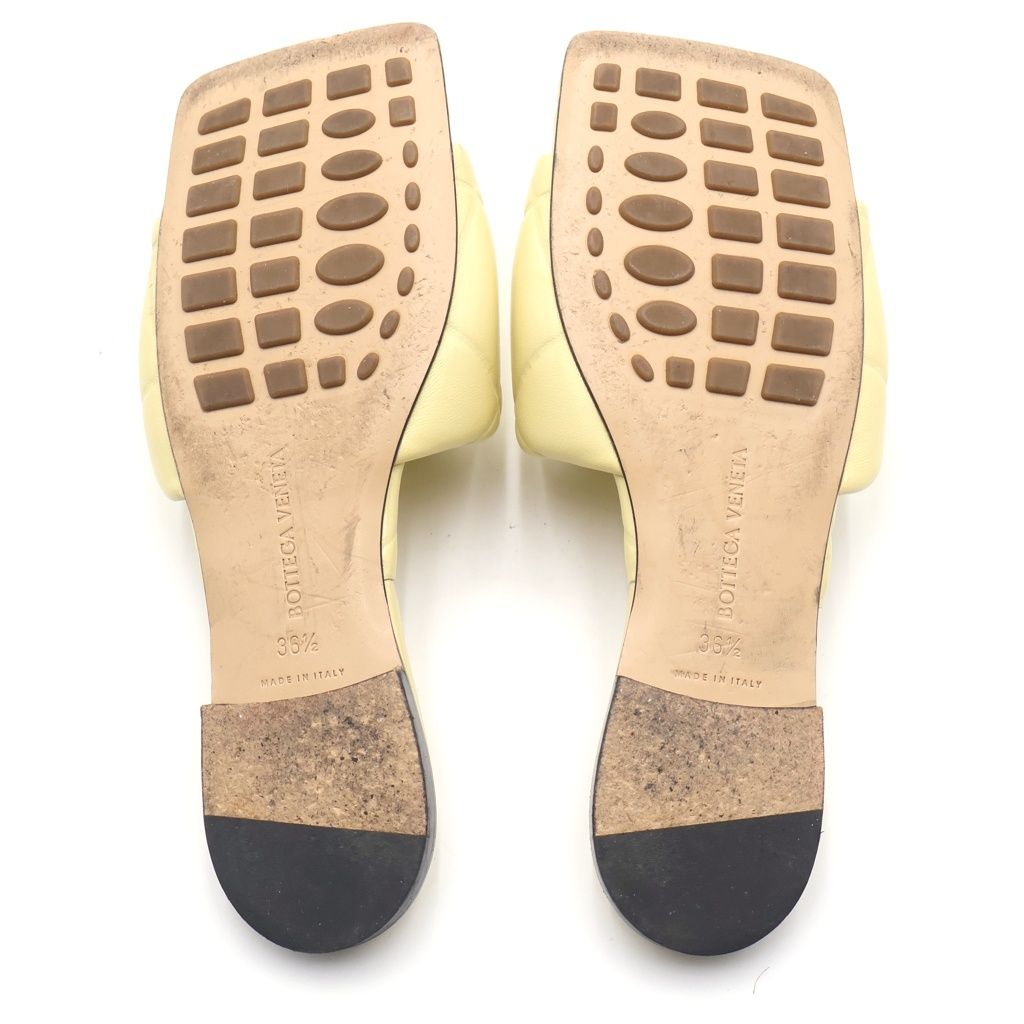 Bottega Veneta Lido Flat Sandals Cream Light Yellow Leather — view 5