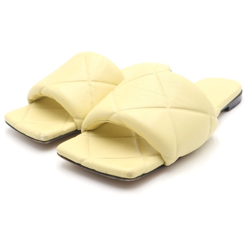 Bottega Veneta Lido Flat Sandals Cream Light Yellow Leather — view 2