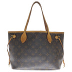 Louis Vuitton Monogram Neverfull PM Tote Brown Leather Gold