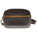 Louis Vuitton Monogram Reporter PM Shoulder Bag Brown Leather Gold