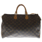 Louis Vuitton Monogram Speedy 40 Boston Bag Brown Leather Gold — view 2