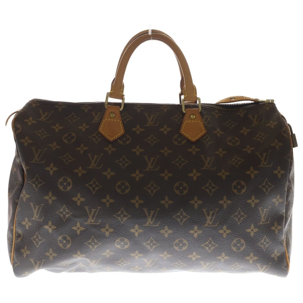 Louis Vuitton Monogram Speedy 40 Boston Bag Brown Leather Gold — view 2
