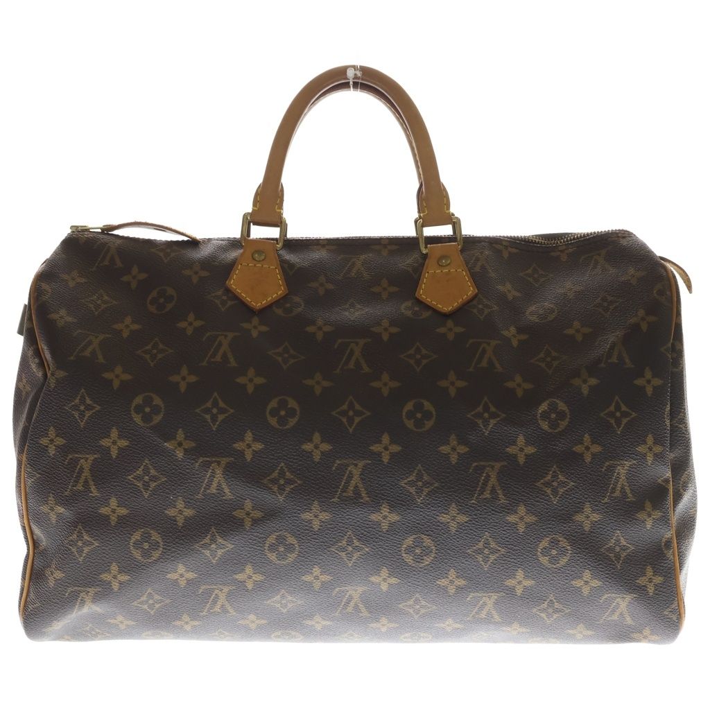 Louis Vuitton Monogram Speedy 40 Boston Bag Brown Leather Gold