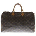 Louis Vuitton Monogram Speedy 40 Boston Bag Brown Leather Gold