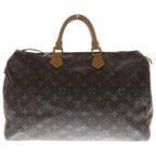 Louis Vuitton Monogram Speedy 40 Boston Bag Brown Leather Gold