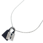 Hermes O'kelly Necklace PM Cadena Metal Leather Silver Black