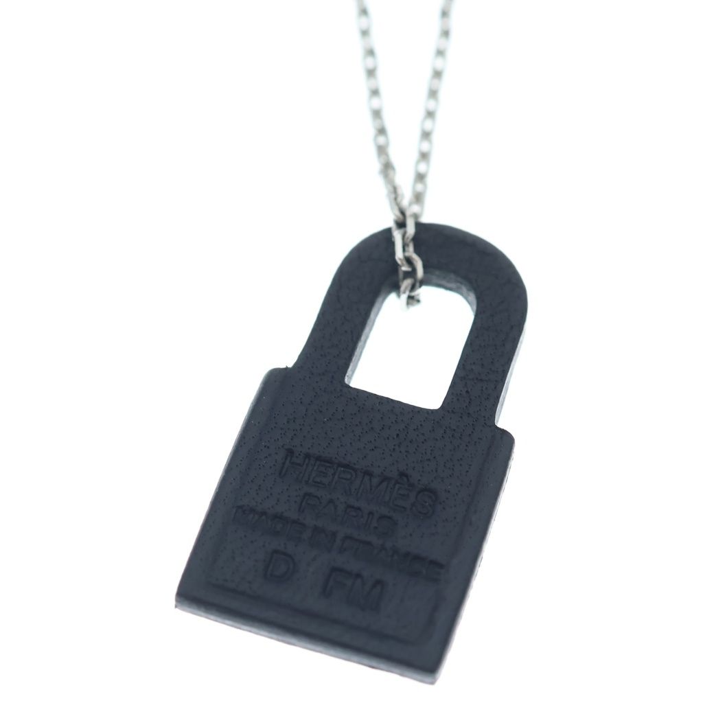 Hermes O'kelly Necklace PM Cadena Metal Leather Silver Black — view 5