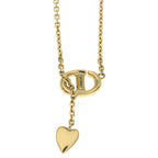 Dior CD Navy Heart Rhinestone Necklace Gold — view 3