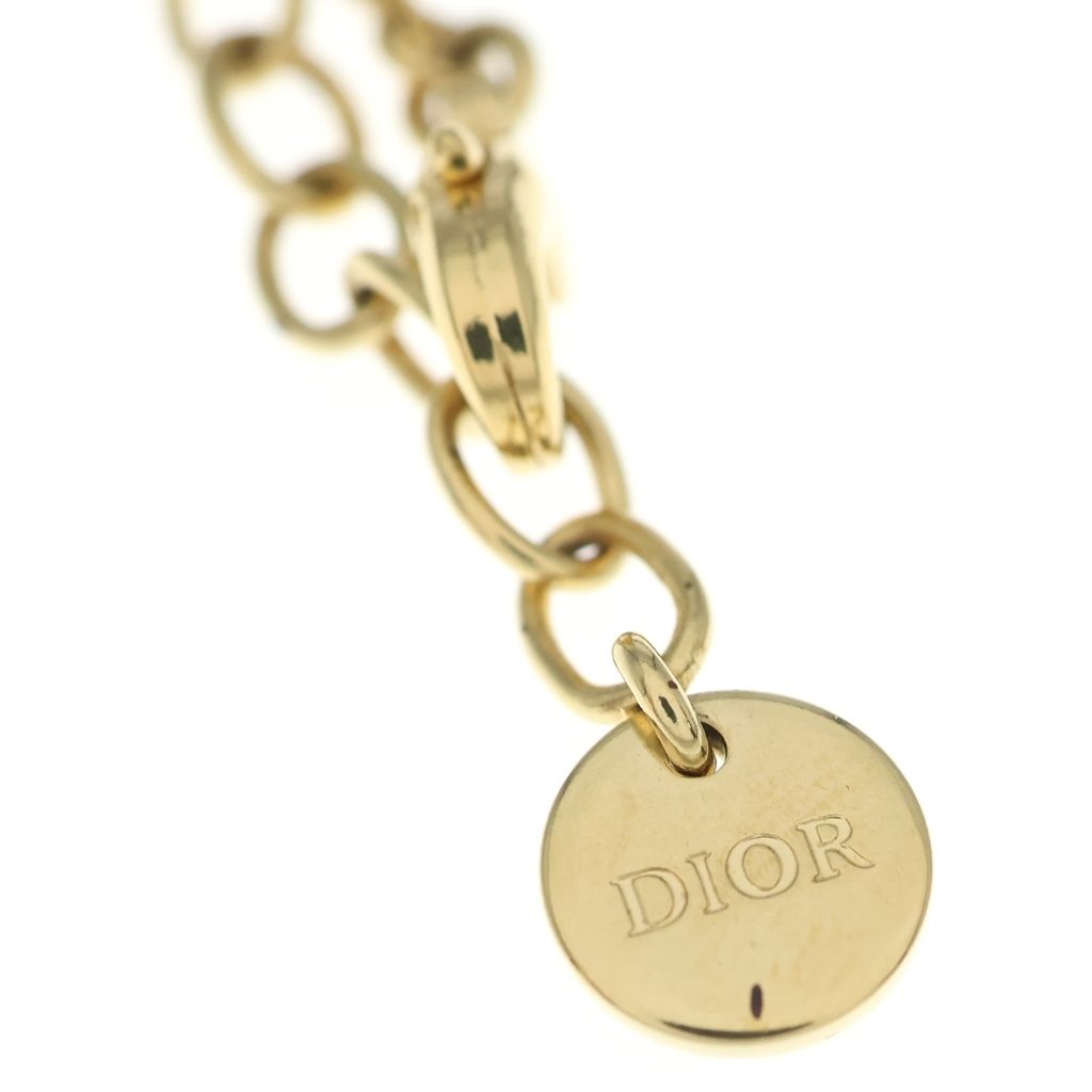 Dior CD Navy Heart Rhinestone Necklace Gold — view 5
