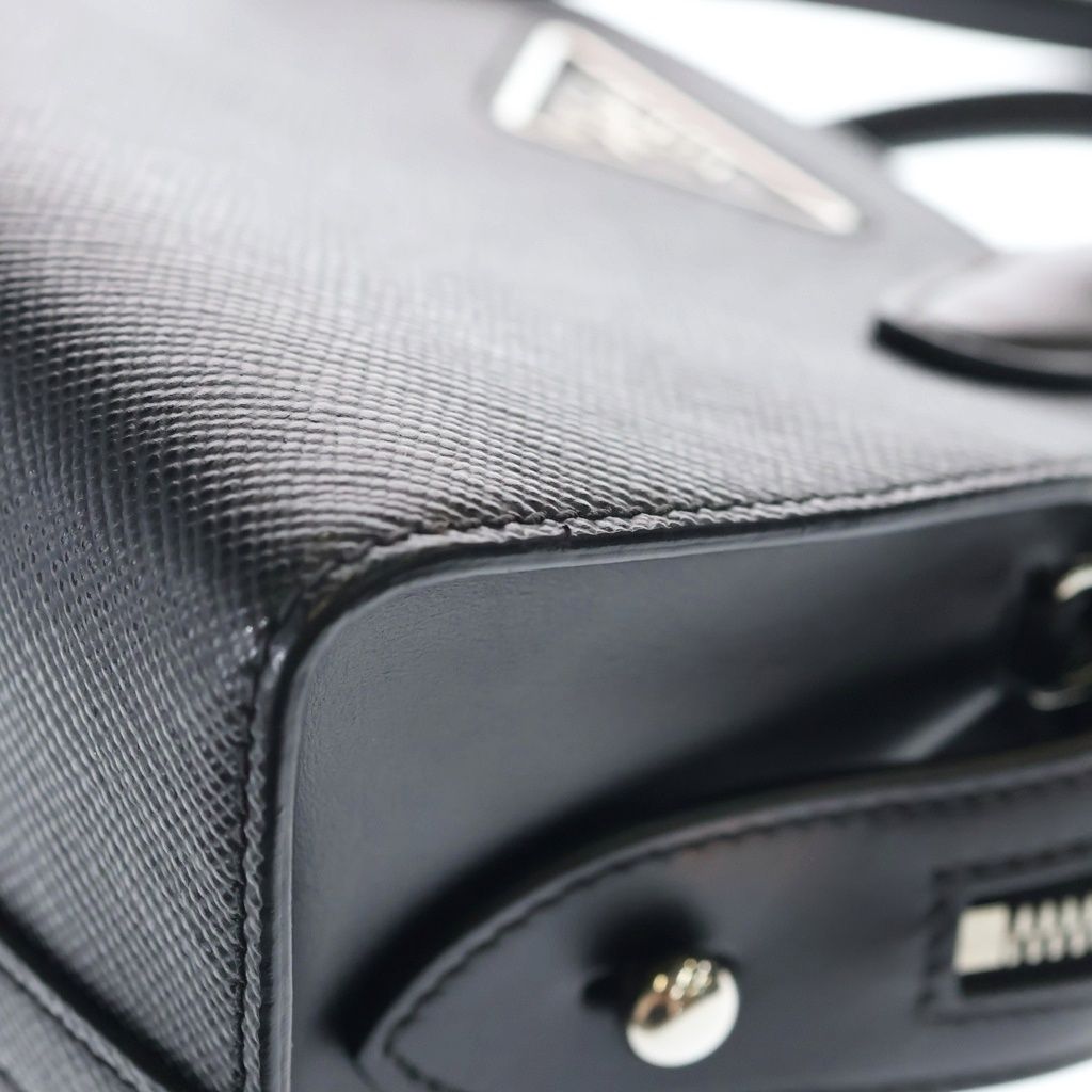 Prada 2-Way Shoulder Bag Black Saffiano Leather Silver — view 6