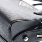 Prada 2-Way Shoulder Bag Black Saffiano Leather Silver — view 6