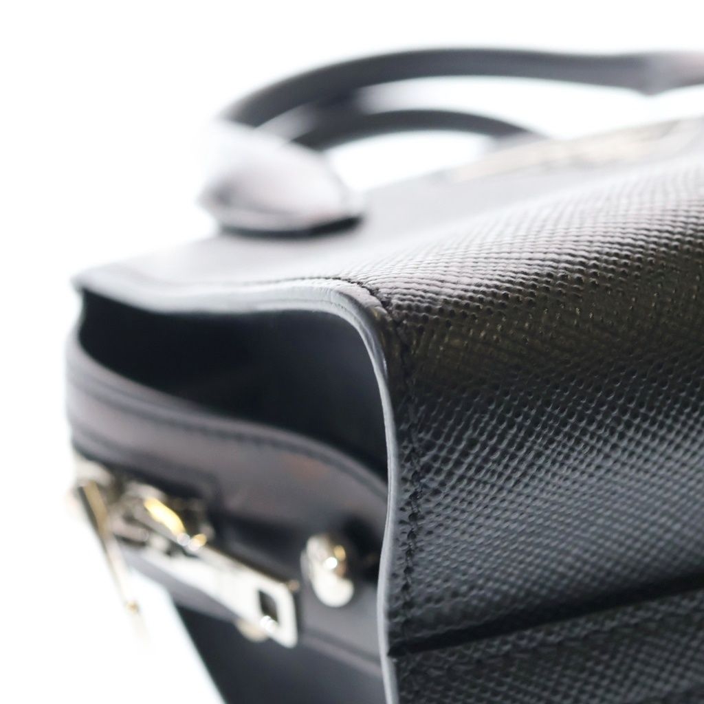 Prada 2-Way Shoulder Bag Black Saffiano Leather Silver — view 5