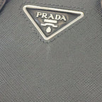 Prada 2-Way Shoulder Bag Black Saffiano Leather Silver — view 8