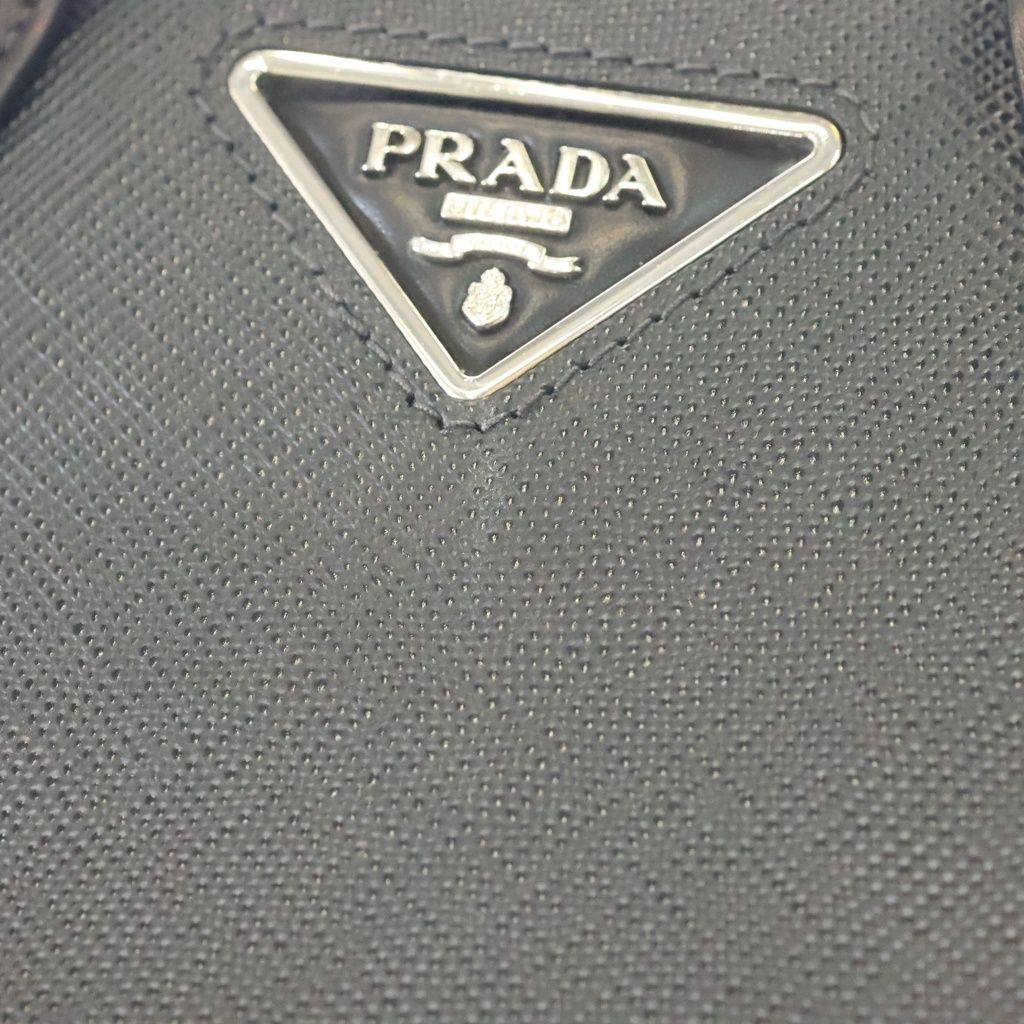 Prada 2-Way Shoulder Bag Black Saffiano Leather Silver — view 8