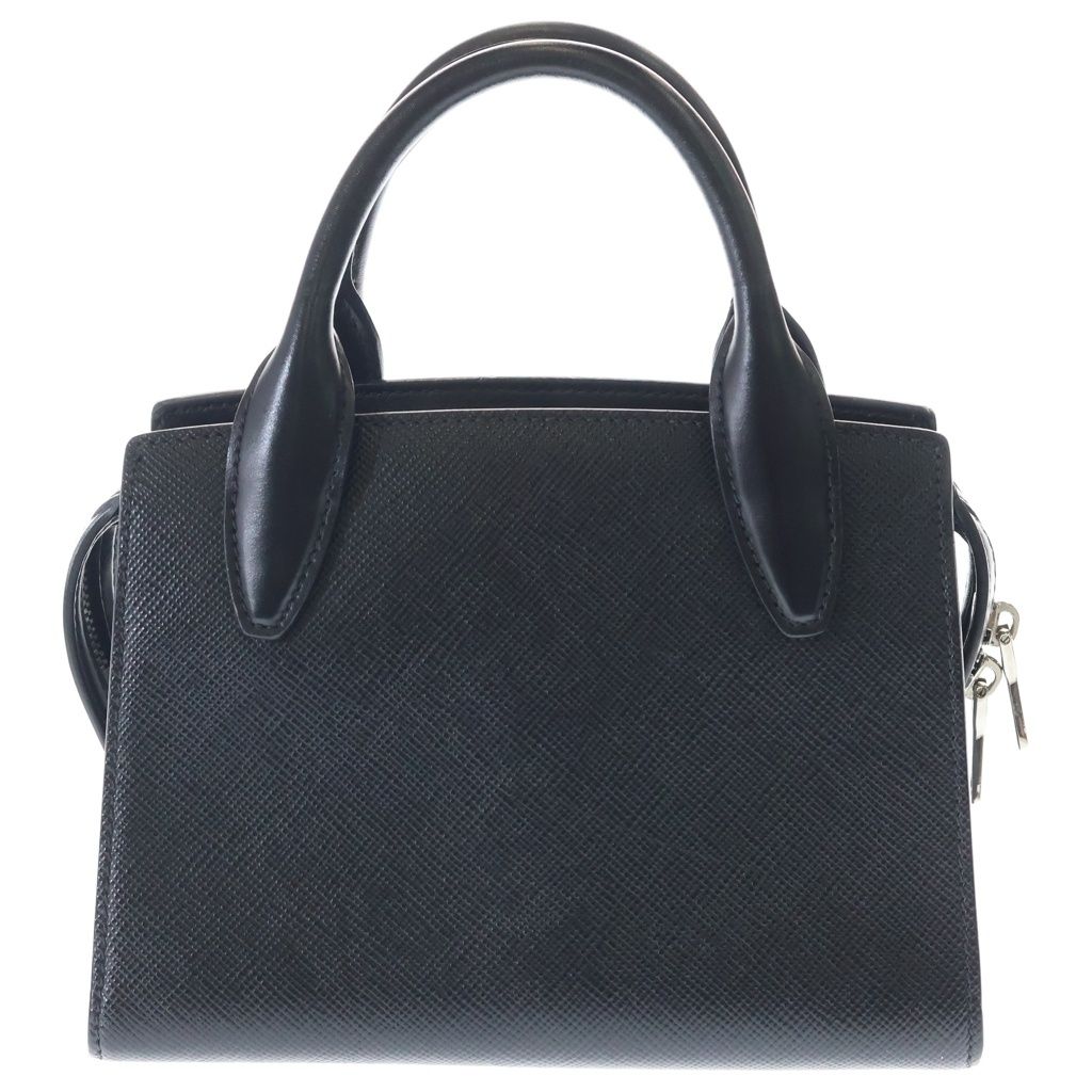 Prada 2-Way Shoulder Bag Black Saffiano Leather Silver — view 2