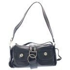 Dior Flight Shoulder Bag Black Leather Silver