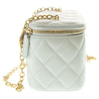 Chanel Vanity Mini Shoulder Bag Chain Light Green Mint Lambskin Gold — view 3