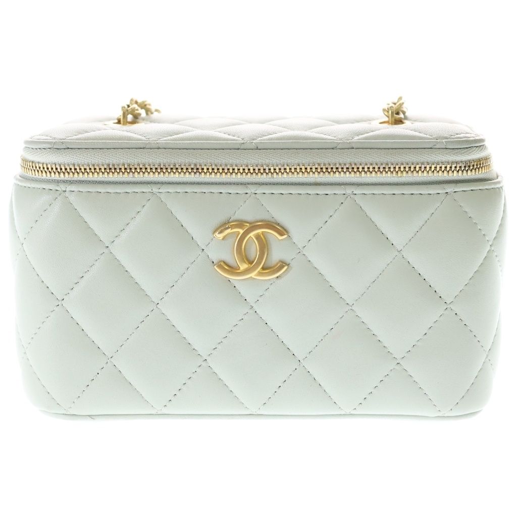 Chanel Vanity Mini Shoulder Bag Chain Light Green Mint Lambskin Gold