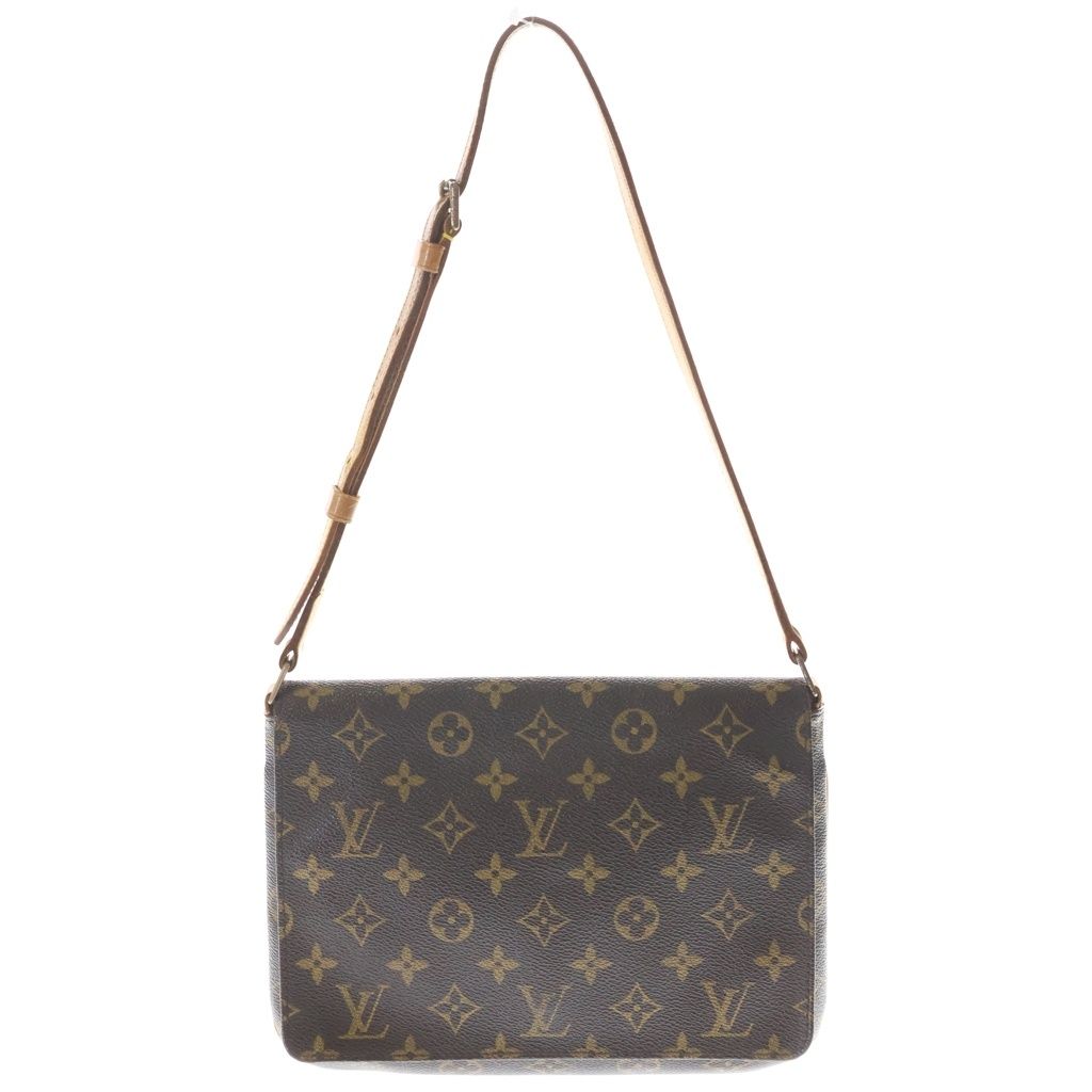 Louis Vuitton Monogram Musette Tango Shoulder Bag Brown Leather Gold