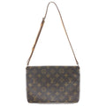 Louis Vuitton Monogram Musette Tango Shoulder Bag Brown Leather Gold