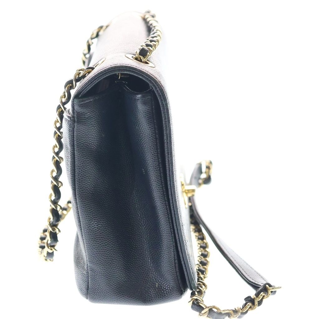 Chanel Captain Gold Flap Shoulder Bag Black Caviar Leather — view 3