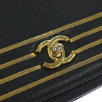 Chanel Captain Gold Flap Shoulder Bag Black Caviar Leather — view 6