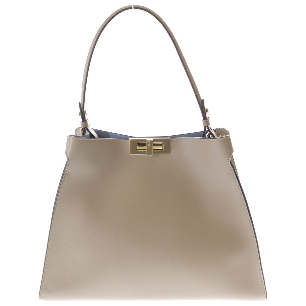 Fendi Way Leather Shoulder Bag Gold Beige