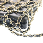 Chanel CC Logo Chain Lambskin Leather Shoulder Bag Gold Black — view 5