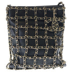 Chanel CC Logo Chain Lambskin Leather Shoulder Bag Gold Black