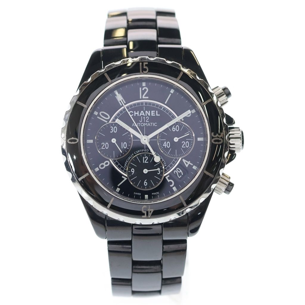 Chanel Chronograph CE at Ceramic Automatic Winding Watch Black Dial