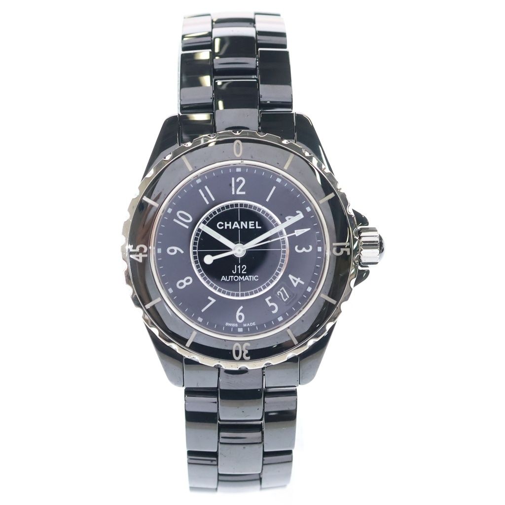 Chanel Date CE at Ceramic Automatic Winding Watch Black Dial