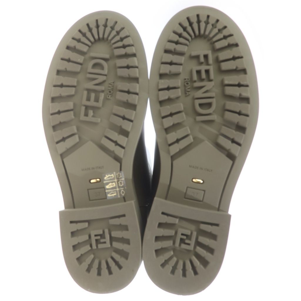 Fendi Filo Leather Long Boots Shoes Khaki — view 5