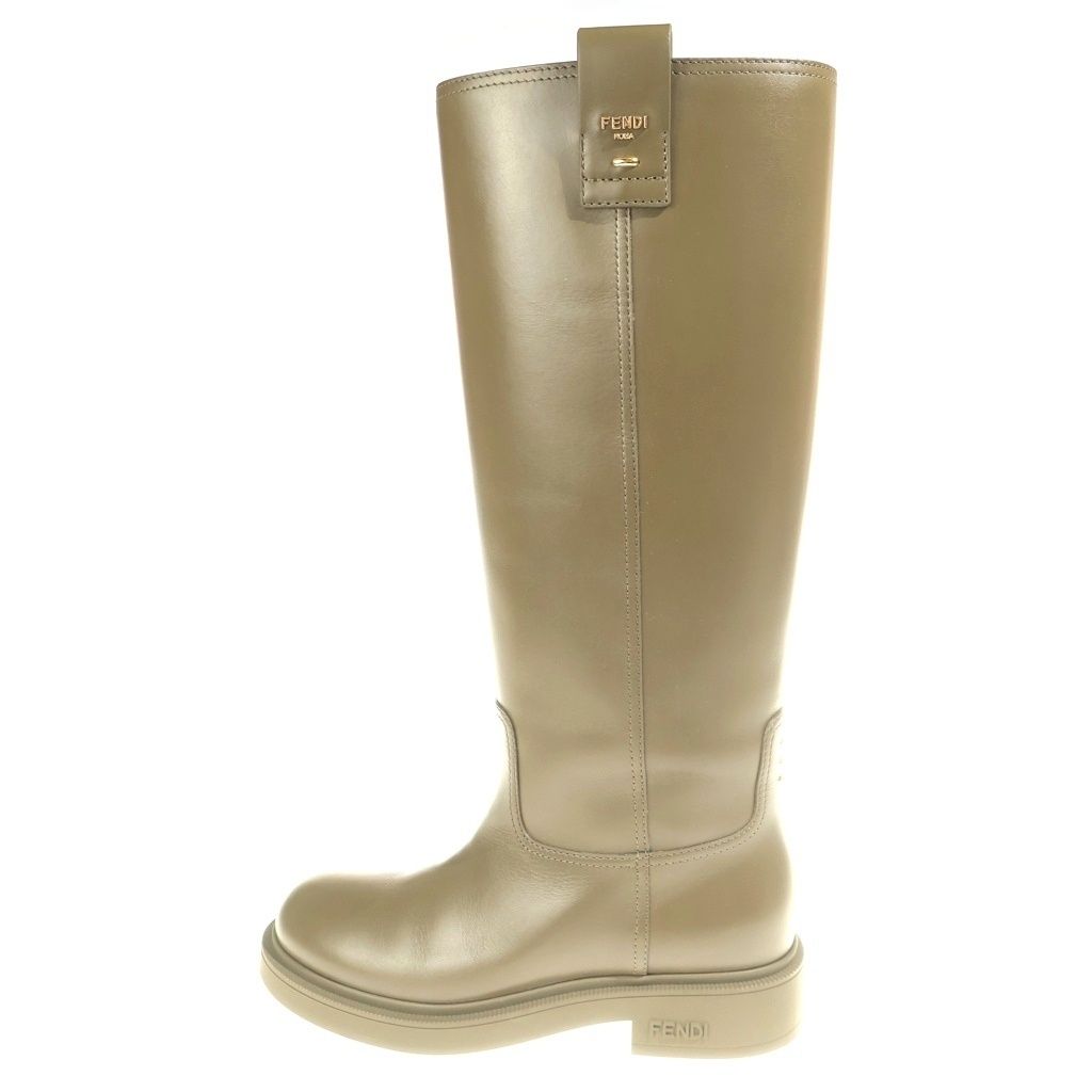 Fendi Filo Leather Long Boots Shoes Khaki